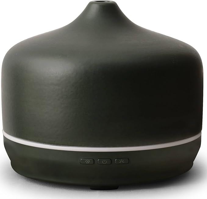 Porseme 500ml Ceramic Essential Oil Diffuser Aromatherapy Ultrasonic Cool Mist Humidifier 15-21 Running Hours Air Diffusers for Sleeping Yoga Office Working Spa and Rest (Hunter Green) - Bloomnest