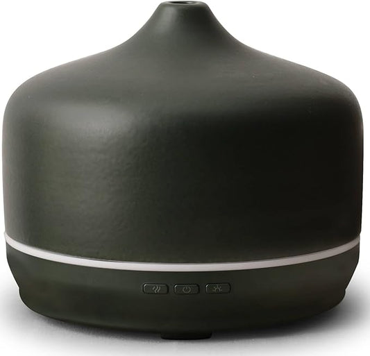 Porseme 500ml Ceramic Essential Oil Diffuser Aromatherapy Ultrasonic Cool Mist Humidifier 15-21 Running Hours Air Diffusers for Sleeping Yoga Office Working Spa and Rest (Hunter Green) - Bloomnest