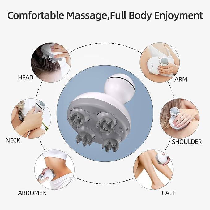 cotsoco Electric Cordless Head & Scalp Massager with Kneading 84 Nodes, Handheld Waterproof Hair Massager with Magnetic Charging Base for Hair Growth, Stress Relax & Deep Clean, Gifts for Dad Mom cotsoco