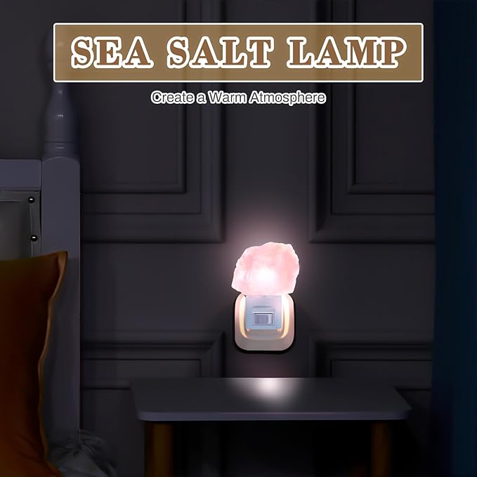 3 Pack Himalayan Salt Lamp Night Light Crystal Night Light Lamp Plug in Rotatable Wall Purifier Made of Natural Salt Stone Sea for Home - Bloomnest