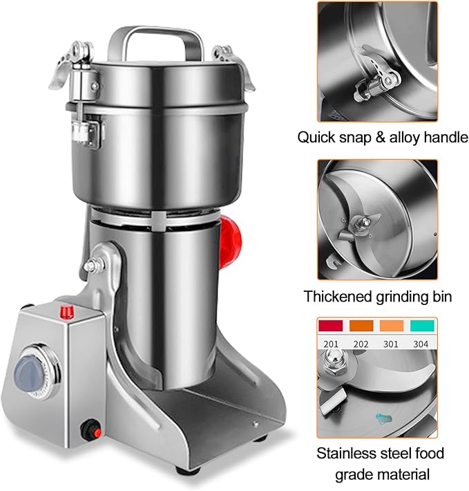 Electric Grain Grinder 800g,Swing Type Grain Mill Grinder 3000W,110V Stainless Steel High-speed Spice Herb Grinder Superfine Machine Dry Cereals Pulverizer Swing Type - Bloomnest