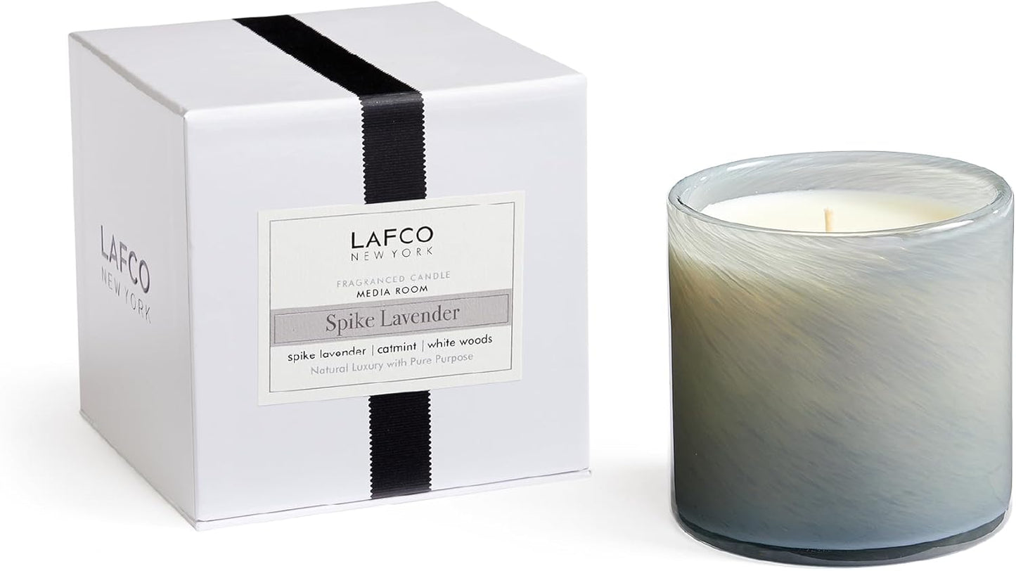LAFCO New York Signature Candle, Spike Lavender - 15.5 oz - 90-Hour Burn Time - Reusable, Hand Blown Glass Vessel - Made in The USA