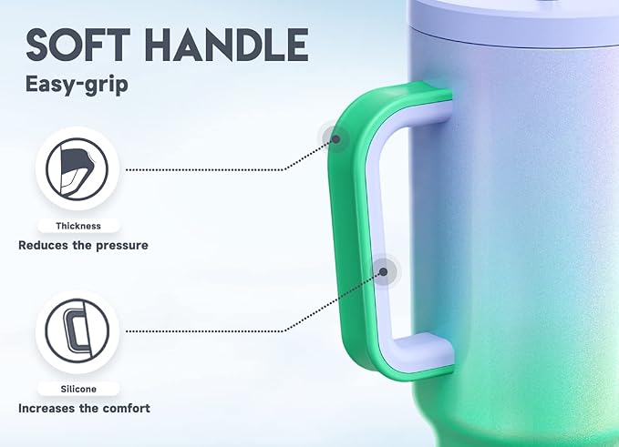 Meoky 40oz Tumbler with Handle, Leak-proof Lid and Straw, Insulated Coffee Mug Stainless Steel Travel Mug, Keeps Cold for 34 Hours or Hot for 10 Hours (Fairyland) - Bloomnest
