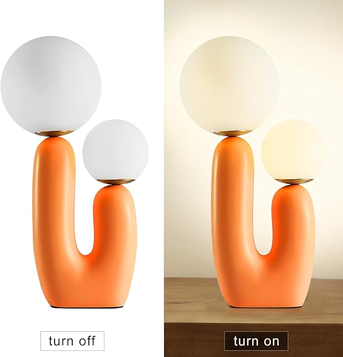 Arturesthome Bedside Nightstand Table Lamp for Living Room Bedroom, Desk Lamp with Light Bulbs, Orange - Bloomnest