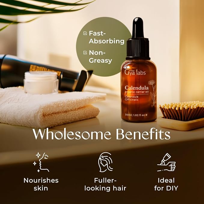 Gya Labs Calendula Carrier Oil - 1 Fl Oz - for Hair, Skin, Face, Scalp & Body Massage - Bloomnest