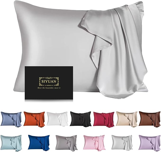 Mulberry Silk Pillowcase for Hair and Skin,Cooling Silk Pillow Case with Hidden Zipper,Allergen Proof Dual Sides Soft Breathable Smooth Silk Pillow Cover for Women (Light Gray, Toddler) - Bloomnest