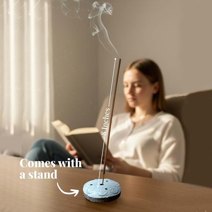 Folkulture Incense Sticks with Holder (100 Sticks)| Rose & Geranium Incents Stick for Aromatherapy, Relaxation | No Charcoal,Organic,Non Toxic, 45 Mins, Slow Burning Insence-Sticks - Forest Inspired