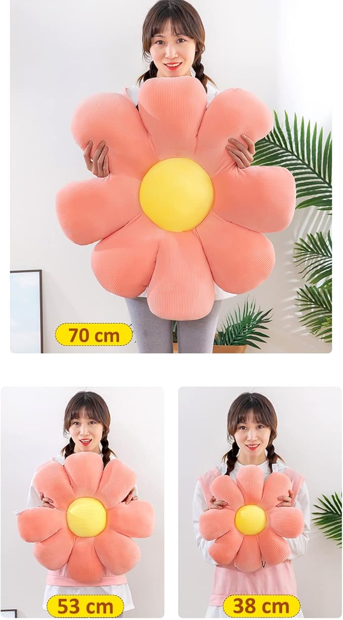 Flower Pillow, Flower Shaped Throw Pillow Floor Pillow Soft Seating Cushion Room Decor Plush Pillow for Bedroom, Sofa, Bed, Reading (15 inch, Yellow) - Bloomnest