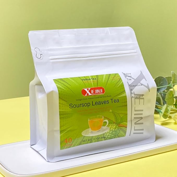 XIEJINJI Soursop Leaf Tea, 40 Tea Bags – Premium Graviola Leaf Infusion Rich in Antioxidants for Immune Support, Caffeine-Free Herbal Wellness - Bloomnest