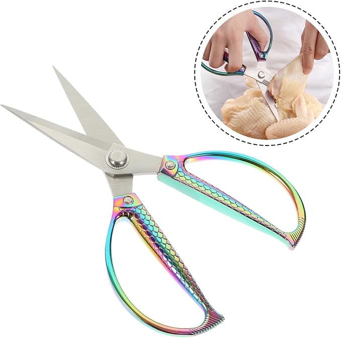 Heavy Duty Kitchen Shears with Zinc Alloy Handle Multi-purpose Food and Meat Cutting Scissors for Poultry Fish and Herbs Ergonomic Design Reduces Wrist Strain Easy to Clean and - Bloomnest