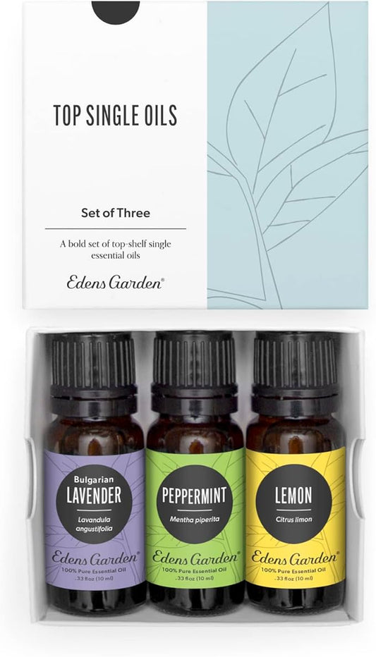 Edens Garden Top Essential Oils 3 Set – 100% Pure Therapeutic Grade, Undiluted Aromatherapy Scents: Lavender, Peppermint & Eucalyptus Oil for Diffusers & Home – Natural Wellness Gift, 10 ml/ 3 Pack - Bloomnest