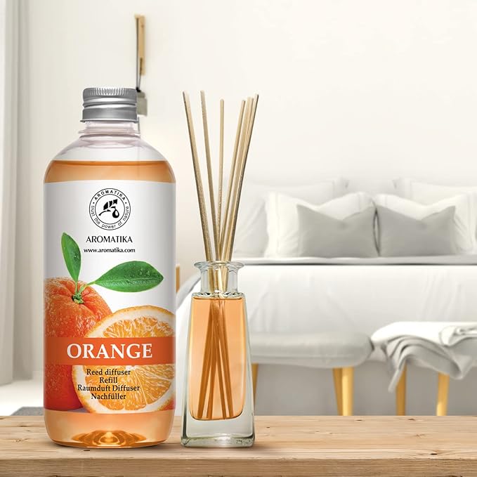 AROMATIKA Orange Reed Diffuser Refill 17 Fl Oz (500ml) - Room Fragrance Diffuser with Natural Essential Orange Oil - Best for Aromatherapy - Home - Kitchen - Office - Bloomnest
