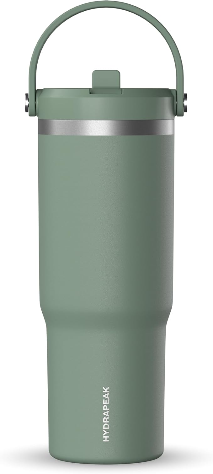 Hydrapeak Nomad 32 oz Tumbler with Handle and Straw Lid, Leakproof, Double Insulated, 32oz Cup, Stainless Steel | Sage Leaf - Bloomnest