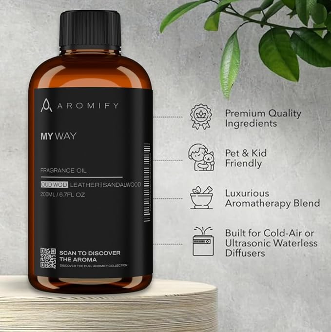 My Way Diffuser Oil, Inspired by 1 Hotel Miami Beach, 6.7 FL Oz, 200 mL Hotel Scent Diffuser Oil, My Way Aromatherapy Blend of Essential Oils for Home & Office, Leather & Sandalwood Scent. - Bloomnest