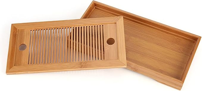 Joyzan Chinese Tea Tray, Mini Bamboo Japanese Gongfu Serving Plate Kung Fu Water Storage Drainage Table Small Wooden Natural Wood Set Box Reservoir Drawer Type Box Household Home Office Teahouse - Bloomnest