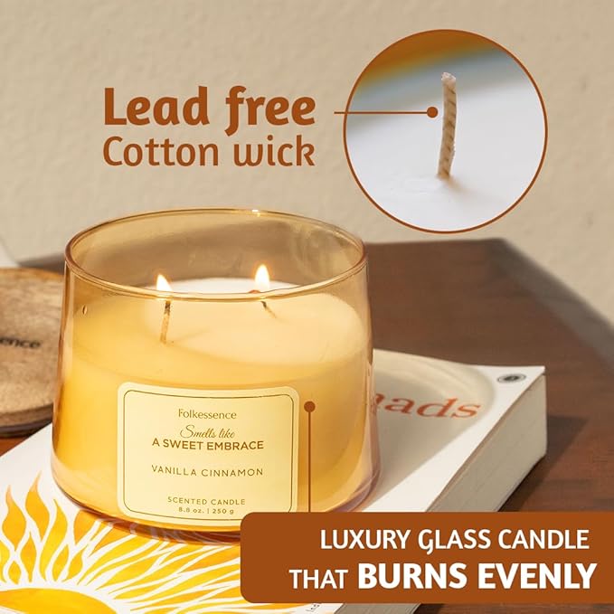 Folkulture Fall Scented Candle | Large 8.81 Oz - Vanilla | Two Wick Soy Candles | Autumn Non Toxic Candles for Relaxing | Long Lasting for Aromatherapy | Thanksgiving & Holiday Gifts for Women - Bloomnest