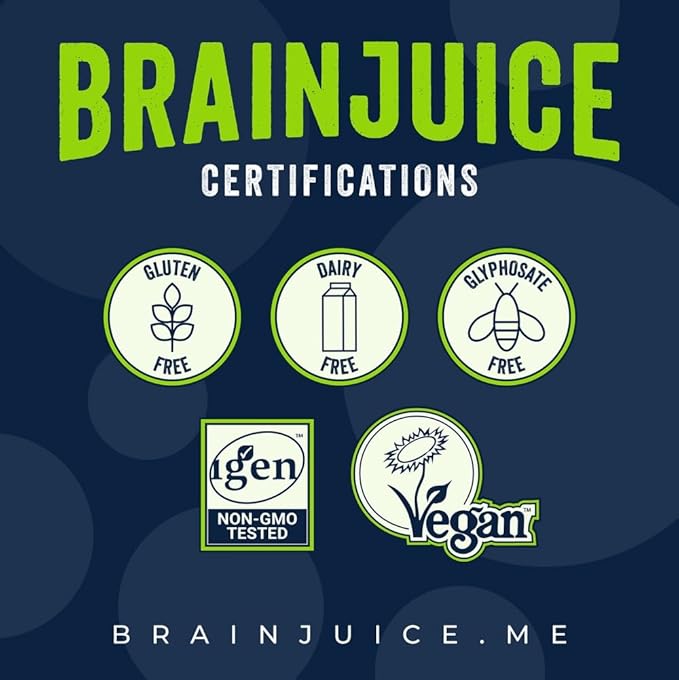 BrainJuice Energy & Focus Shot, Gluten Free Supplement, Healthy Drinks with Alpha GPC, Vitamin B & Organic Green Tea Extract Caffeine, Strawberry Lemonade, 2.5 fl oz, 12 Pack - Bloomnest