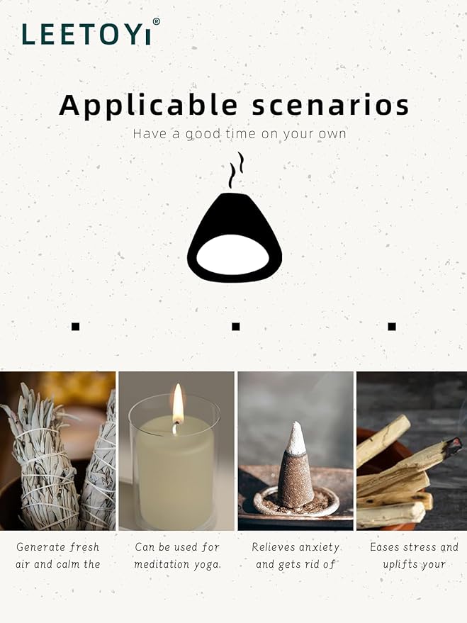 Ceramic Palo Santo Holder - Modern Incense Burner for Meditation,Yoga and Energy Cleansing - Wood Sticks Dish, Cone Burner - Inspired Home Decor Gift (White) LEETOYI