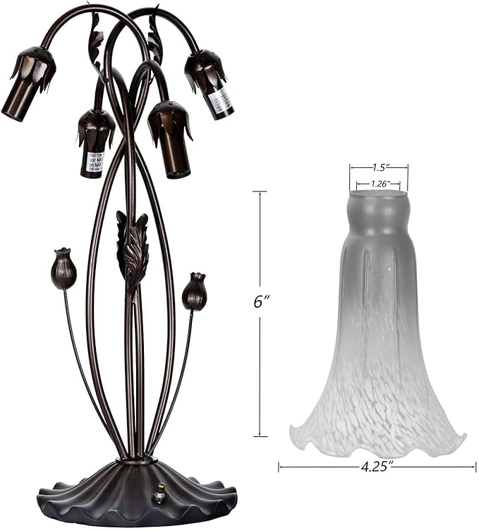 Bieye L10699 Lily Flower Blown Glass Accent Table Lamp for Living Room Bedroom Decoration (4-Light, Orange) - Bloomnest