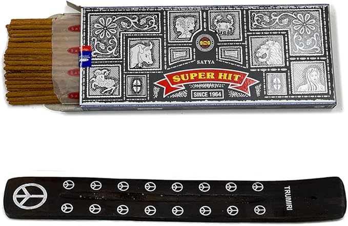 TRUMIRI Incense Stick Holder Bundle with Satya Super Hit 100g Incense Sticks - Pack of 1 (Approx 100 Sticks) - Bloomnest