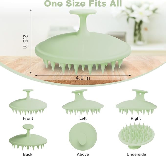 Meartchy Silicone Scalp Massager Shampoo Brush, Scalp Scrubber for Hair Growth (Grass Green) Meartchy