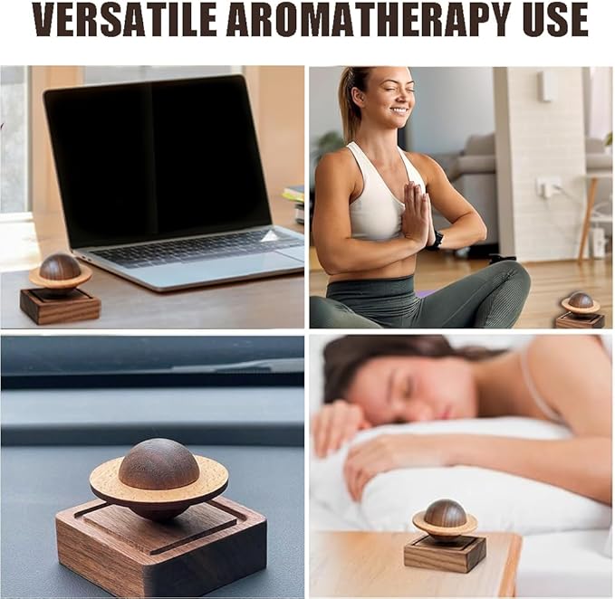 Wood Essential Oil Diffuser,Planet Walnut Aroma Therapy,Passive Diffuser for Desk Table Home Office Car Wardrobe Yoga Hall and SPA, Thoughtful Gifts for Yoga Meditation - Bloomnest