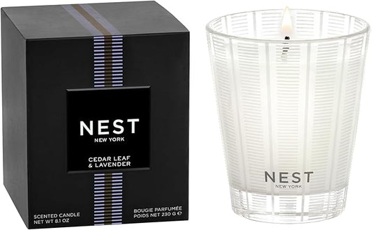 NEST New York Scented Classic Candle, Cedar Leaf & Lavender - 8.1 oz - Up to 60-Hour Burn Time - Reusable Glass Vessel - Bloomnest