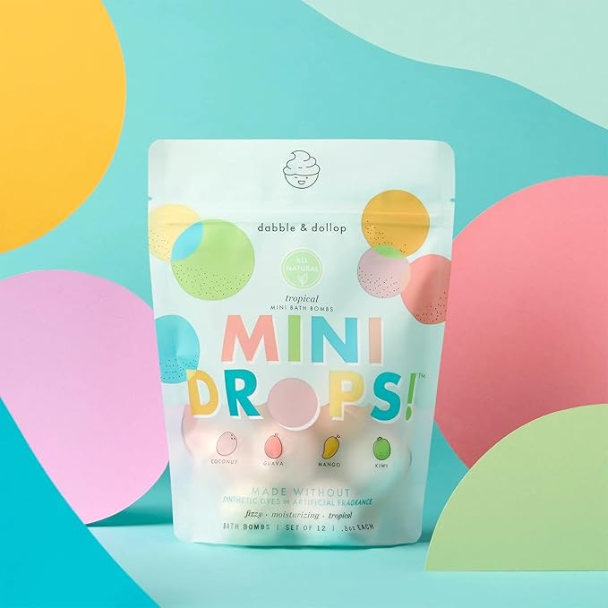 Dabble & Dollop Tropical Mini Bath Bombs & Coconut Shampoo, Body Wash and Bubble Bath for Kids - All Natural Scents, Resealable Pouch, Vegan, Gluten-Free, Cruelty-Free (Pack of 2) - Bloomnest