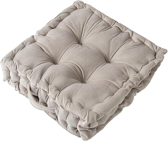 Square Floor Cushion, 15" Soft Velvet Floor Seating Pillow Cushion with Handle Thicken Decorative Floor Pillow Cushion for Yoga Living Room Balcony Outdoor Bedroom Tatami, Grey - Bloomnest