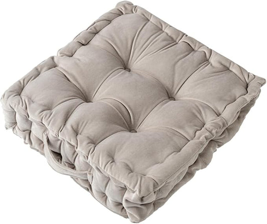 Square Floor Cushion, 15" Soft Velvet Floor Seating Pillow Cushion with Handle Thicken Decorative Floor Pillow Cushion for Yoga Living Room Balcony Outdoor Bedroom Tatami, Grey - Bloomnest