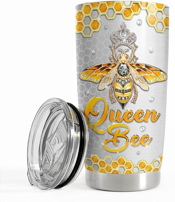 SANDJEST Bee Tumbler 20oz Jewelry Drawings Stainless Steel Insulated Tumblers Gifts for Women Girls Coffee Travel Mug Cup Gift for Birthday Christmas - Bloomnest