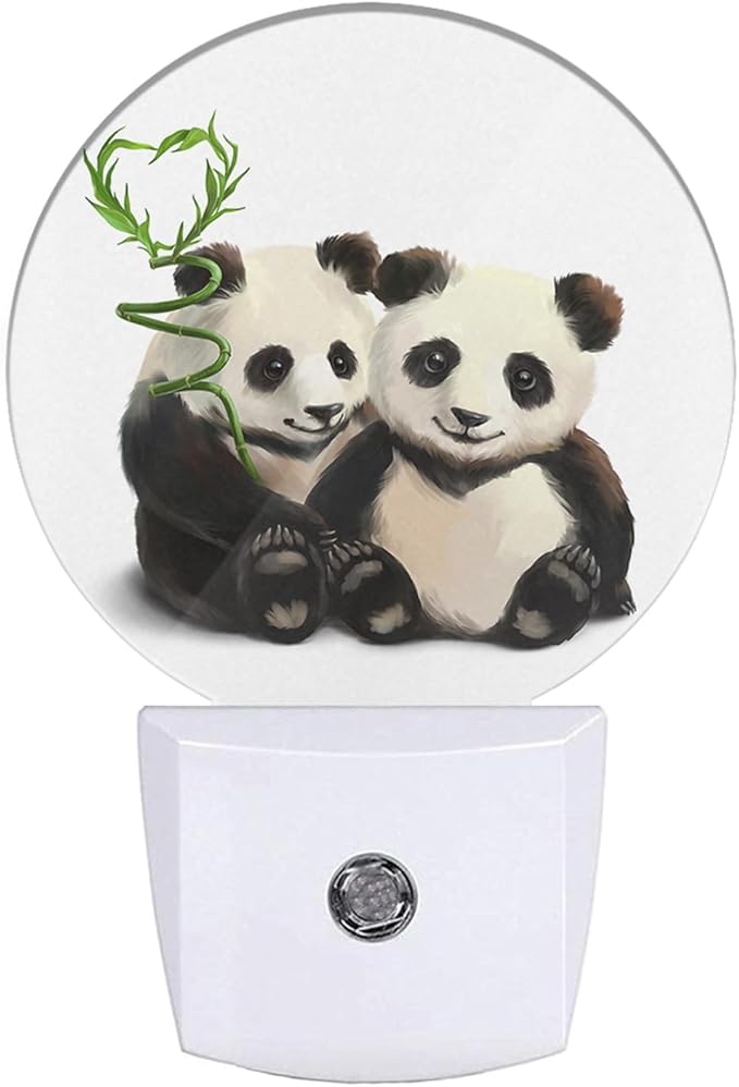 EKOBLA Cute Panda Night Lights Plug into Wall Panda Bear Bamboo Plug-in Nightlights Home Auto Sensor LED Dusk to Dawn Light for Bedroom Bathroom Kitchen Corridor - Bloomnest
