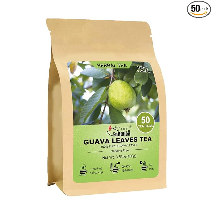 FullChea - Guava Leaves Tea Bags, 50 Teabags - Hojas De Guayaba, Premium Guava Leaf Tea - Non-GMO - Caffeine-free - Boost Immunity & Rich in Antioxidants - Bloomnest