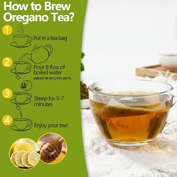 Premium 50 Oregano Tea Bags, Made with 100% Natural Oregano Leaves, No Additives & Caffeine Free. - Bloomnest