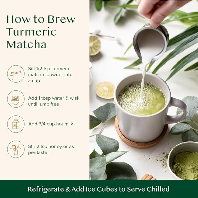 VAHDAM,Turmeric Matcha Green Tea Powder (25 Cups/1.76oz) With Curcumin - Pure Japanese Matcha Powder With Indian Turmeric Powder | Delicious Matcha Latte - Bloomnest