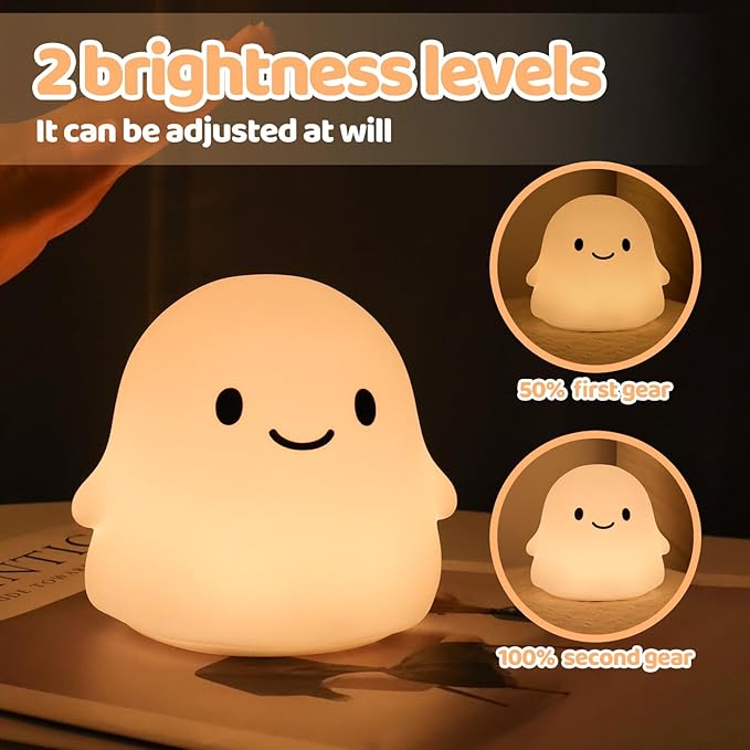 Halloween Ghost Night Light, Cute Ghost Lamp - Halloween Gifts for Kids & Women, Cute Halloween Decor, Dimmable, Rechargeable, 30-Min Timer, Halloween Decorations, Halloween Lights - Bloomnest
