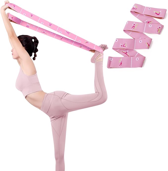 Resistance Bands 11 Loops with Guide Stretch Straps - Exercise Bands for Stretching, Yoga, Pilates & Physical Therapy - Elastic Fabric Workout Bands for Home Gym, Dance, Flexibility Training & Ballet Stretching Equipment - Bloomnest
