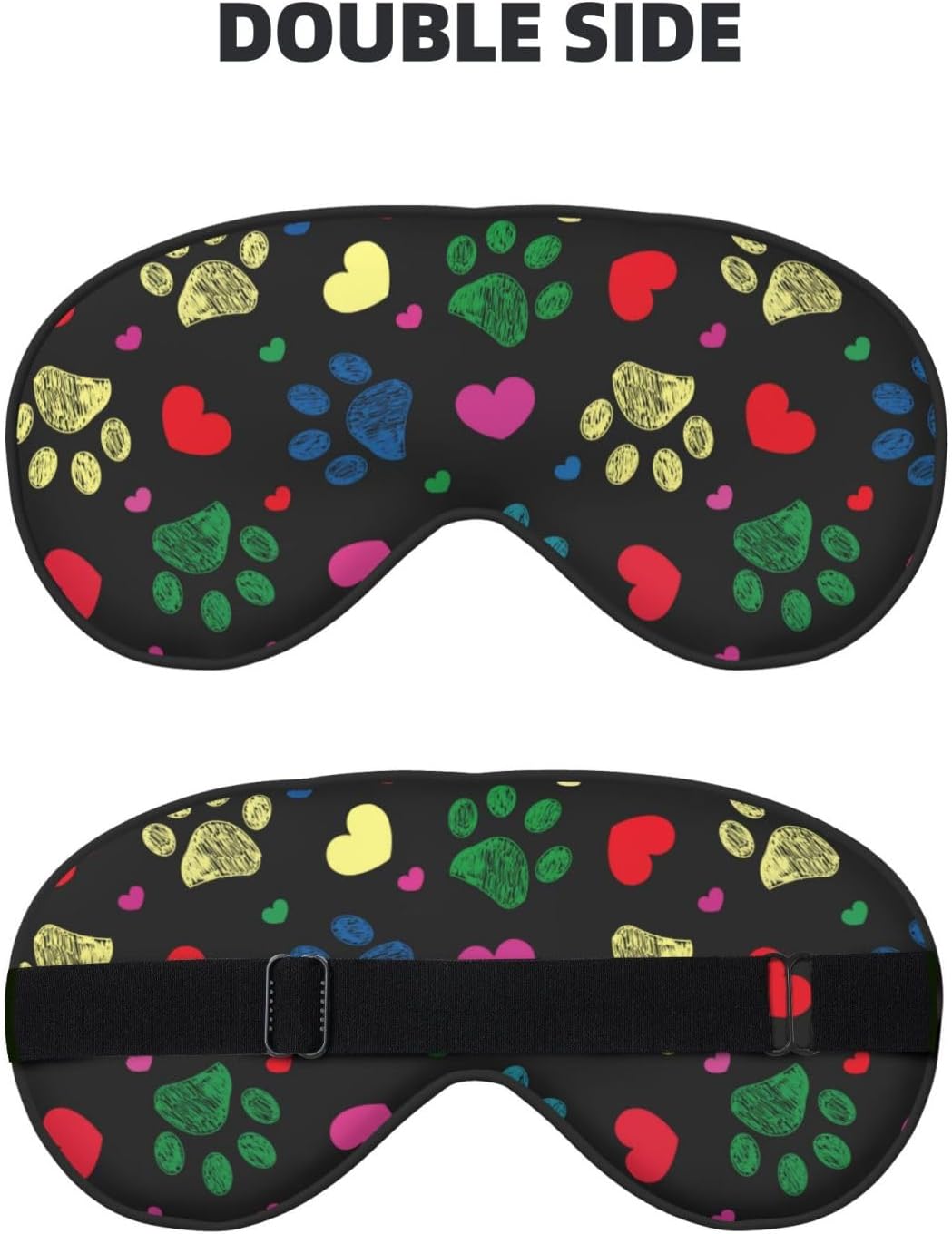 Sleep Eye Mask Colorful Hearts Animal Paw Sleep Mask for Women Men Comfortable Eye Mask with Adjustable Strap Soft Eye Cover Blindfold for Travel Yoga Nap Shift Work