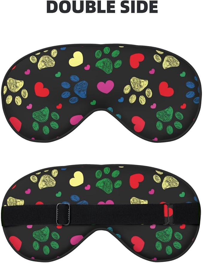 Sleep Eye Mask Colorful Hearts Animal Paw Sleep Mask for Women Men Comfortable Eye Mask with Adjustable Strap Soft Eye Cover Blindfold for Travel Yoga Nap Shift Work - Bloomnest