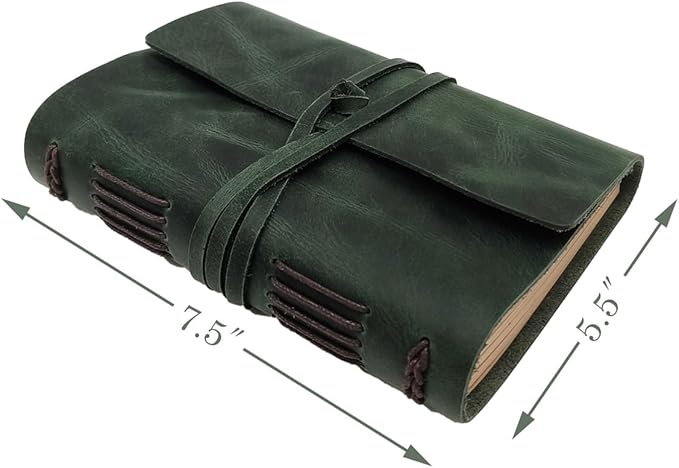 Green Notebook Journal - Genuine Leather Journals for Writing Small Size Diary 5.5x7.5 Inch, Notepad For Women and Man, Gifts,Work,Travel Dark Green - Bloomnest