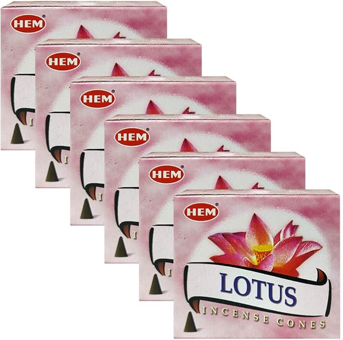 TRUMIRI Incense Cone Holder Bundle with Hem Lotus Incense Cones - Pack of 6 (Approx 60 Cones) TRUMIRI