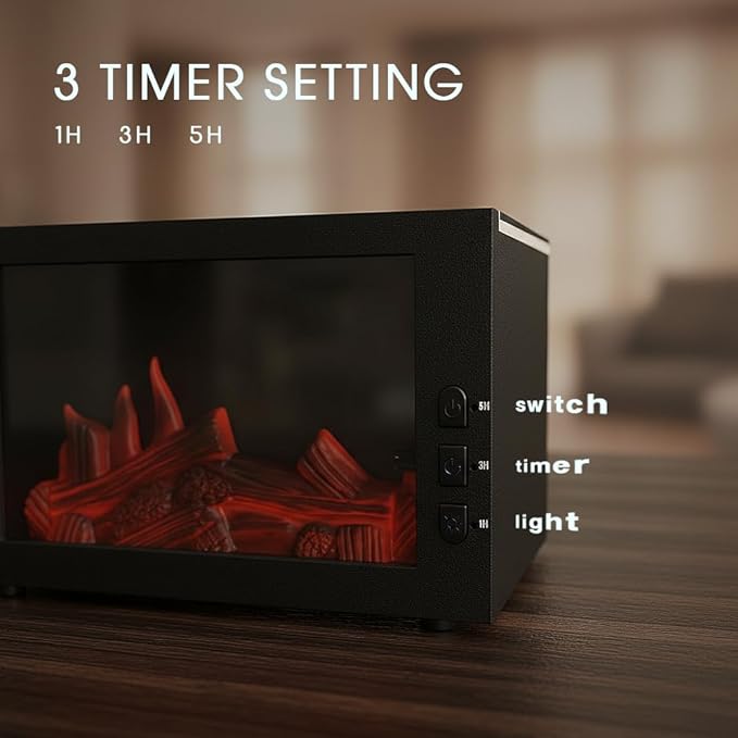Fireplace Diffusers,Flame Essential Oil Diffuser with Remote Control,300ml Small Humidifier for Home Room Decor Gift for Women (Black) - Bloomnest