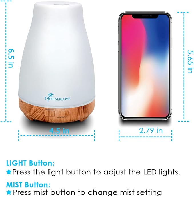 300ML Diffuser Essential Oil Diffuser Remote Control Aromatherapy Diffuser Mist Humidifiers with 7 Color LED Lights for Bedroom Office House Kitchen Yoga - Bloomnest
