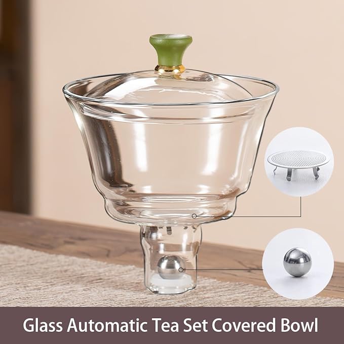 Magnetic Glass Tea Pot, Lazy Kungfu Drip Tea Set, Semi Automatic Heat Resistant Teapot, Sturdy High Borosilicate Glass TeaPot, Suitable for home/office Reception Tea Set - Bloomnest
