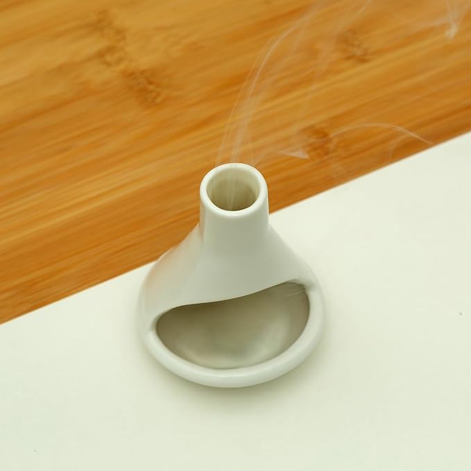 Ceramic Chiminea Palo Santo Holder and Burner - Modern Medieval Incense Candle and Matchstick Mini Chiminea for Wood Sticks and Bulk Incense with Ash Catcher - Zen-Inspired Home Decor Gift - Bloomnest