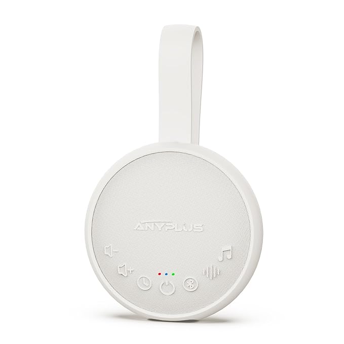 White Noise Machine for Sleeping Adults & Baby, Portable Sound Machine with 24 Soothing Sounds, Bluetooth 5.1, Battery Powered, 3 Timer Settings, Memory Function for Home, Office, Travel (White)