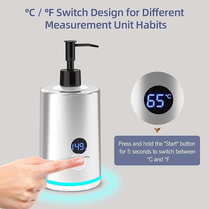 Massage Oil Warmer, Yofuly Body Lotion Warmer Dispenser Heated Machine with Atmosphere Light, Portable Temperature Adjustable Massage Oil Heater for Beauty Salon and Spa Use, Gray - Bloomnest