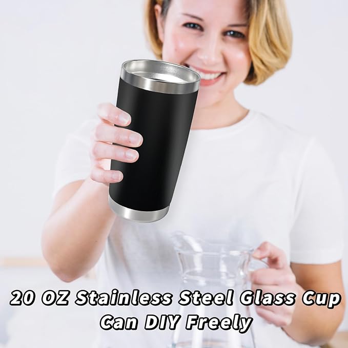1 Pack 20oz Stainless Steel Tumbler with Lid, Leakproof Double Wall Travel Mug for Hot/Cold Drinks, Home Office Outdoor Party Use, Durable Powder Coated Insulated Cup/Black - Bloomnest
