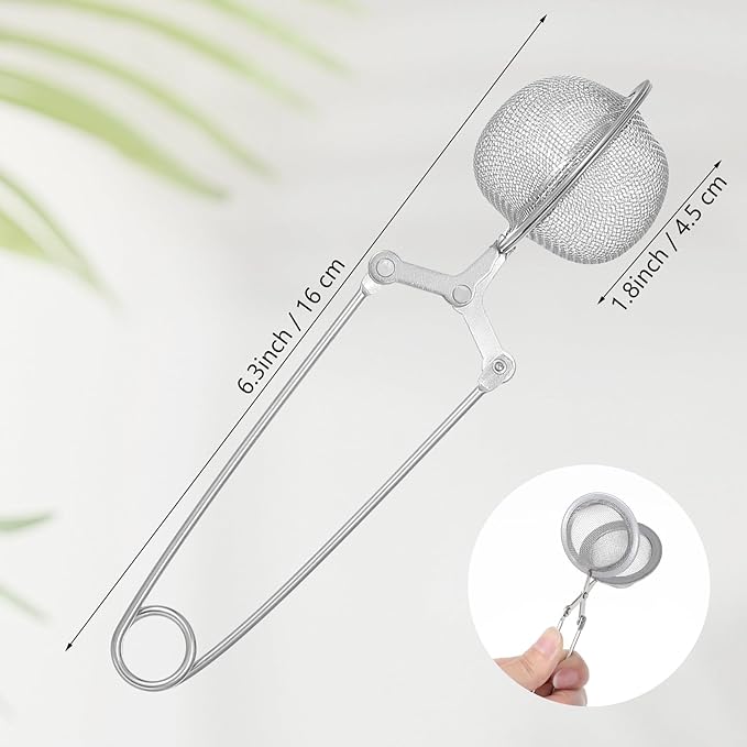20 Pcs Stainless Steel Snap Ball Tea Strainer, Fine Mesh Tea Infuser Filter with Handle, Round, Silver - Bloomnest