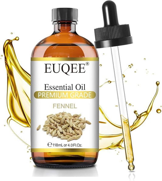 EUQEE Fennel Essential Oil 4Fl.Oz Pure Fennel Oil with Glass Dropper for Skin, Aromatherapy, Diffuser, Soap Making, Candle Making - 118ml - Bloomnest